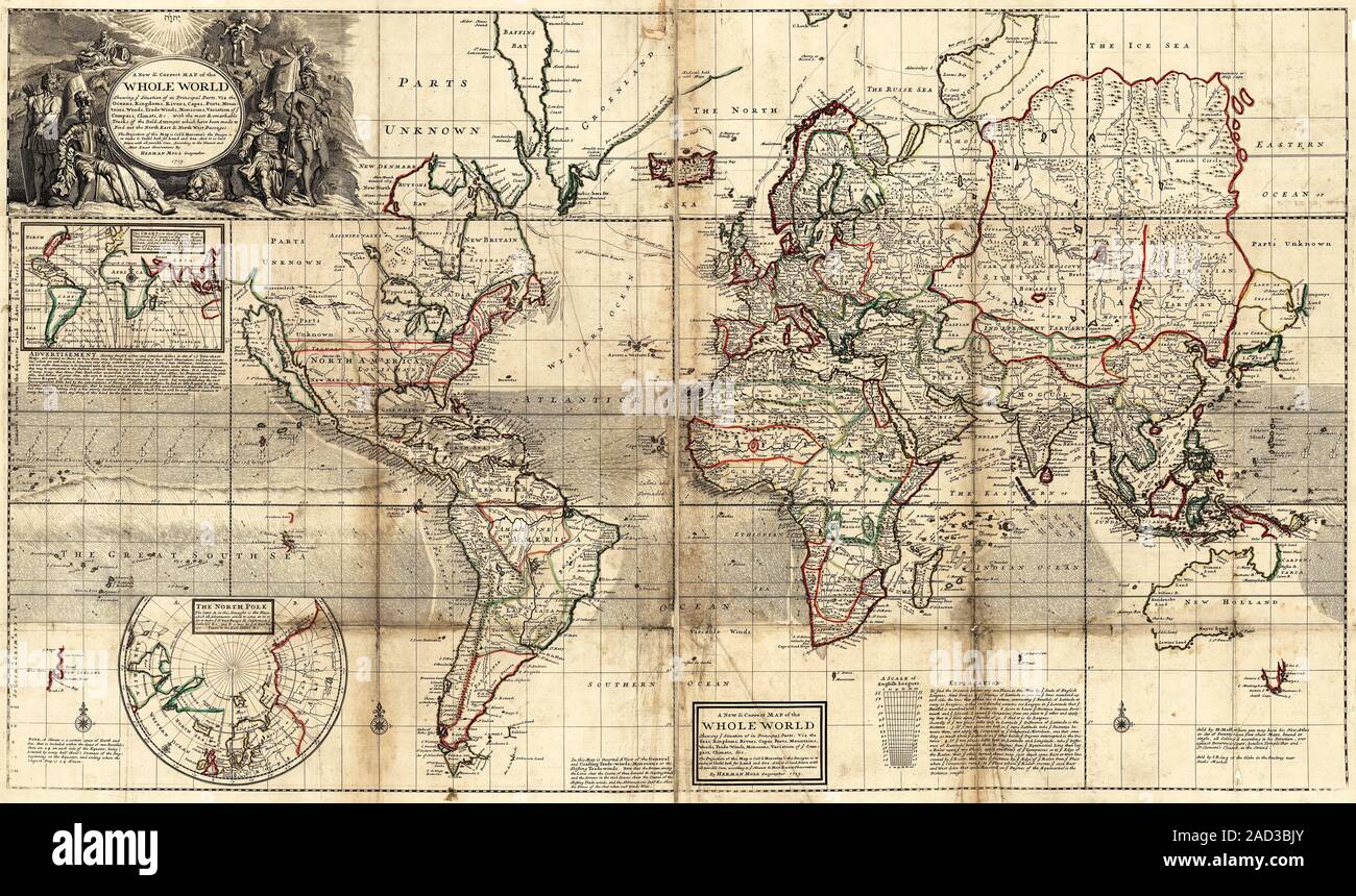 World Map 18th century Map Of The World Published In 1719 By London 