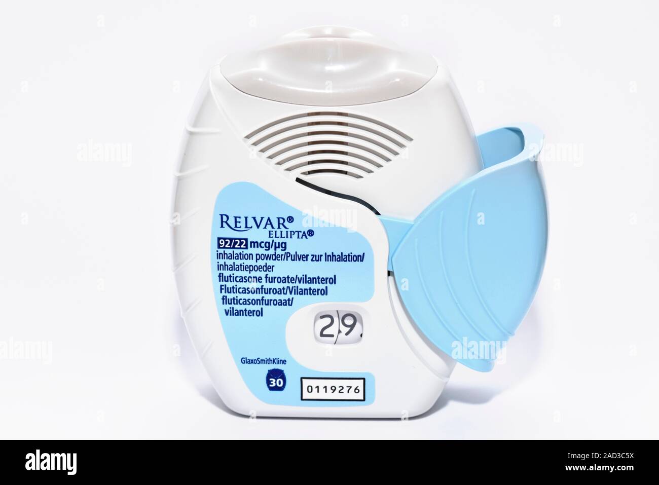 Asthma inhaler. Inhaler used to deliver the combination drug