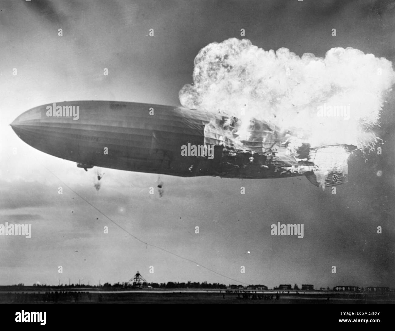 Hindenburg disaster. View of the German airship Hindenburg (LZ 129) on