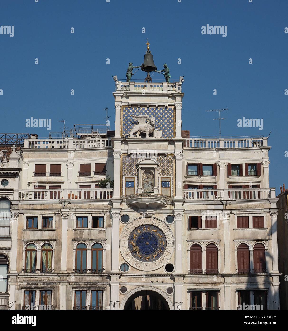 St Mark clock tower in Venice Stock Photo - Alamy