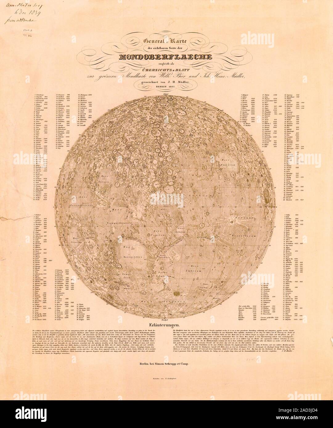 Map of the visible side of the Moon by the German astronomers Wilhelm