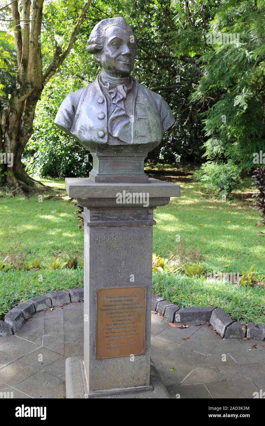 Mauritius, Botanical Garden, Statue Pierre Poivre Stock Photo