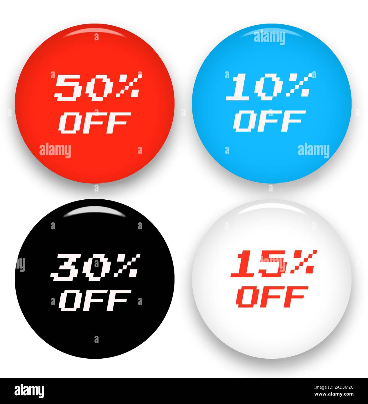 Sale discount web icons. Offer price symbols. 10, 15, 30 and 50 percent off reduction price signs. Stock Photo