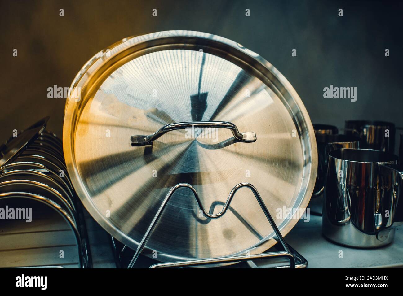 Stand for pot lids kitchen utensils. Kitchen appliances retro style