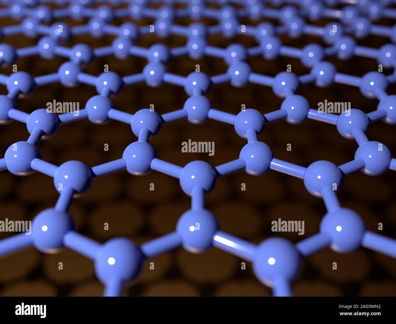 Graphene, computer illustration. Graphene is a planar sheet of carbon atoms arranged in a
