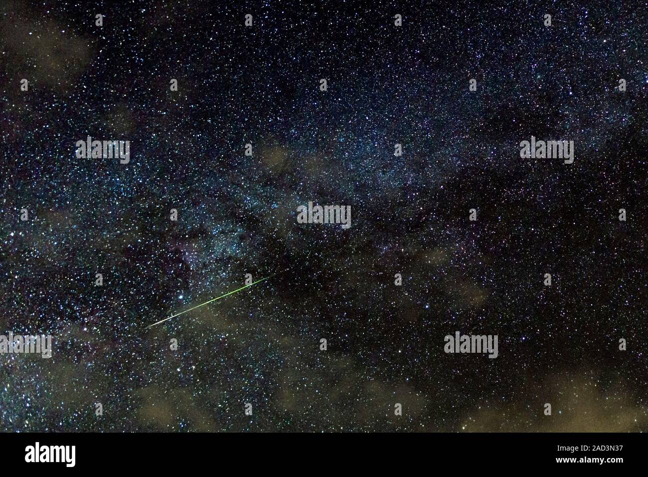 Perseid meteor track over Hawaii. Meteor crossing the night sky during