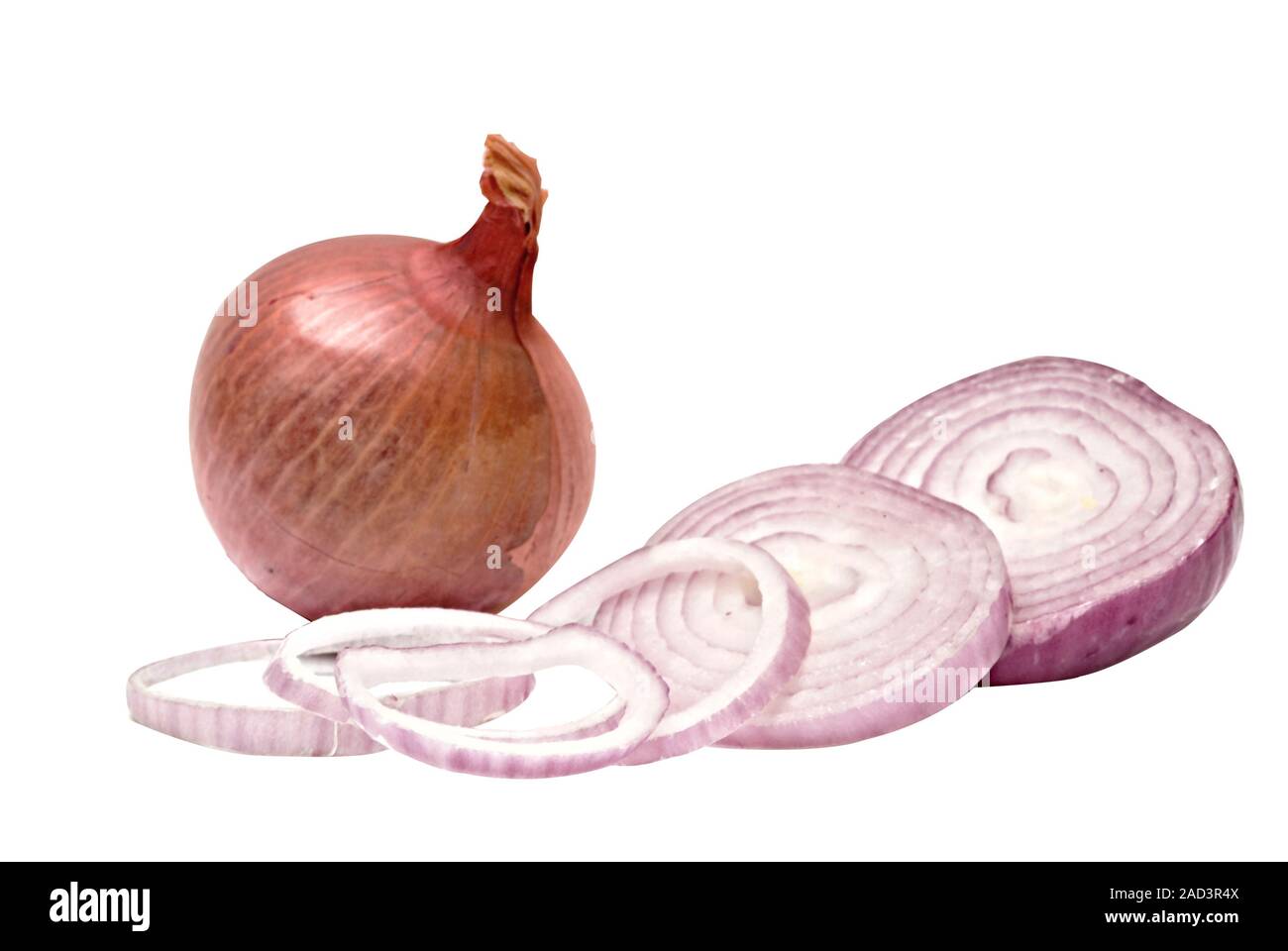 Onion and its slices isolated on white background Stock Photo - Alamy