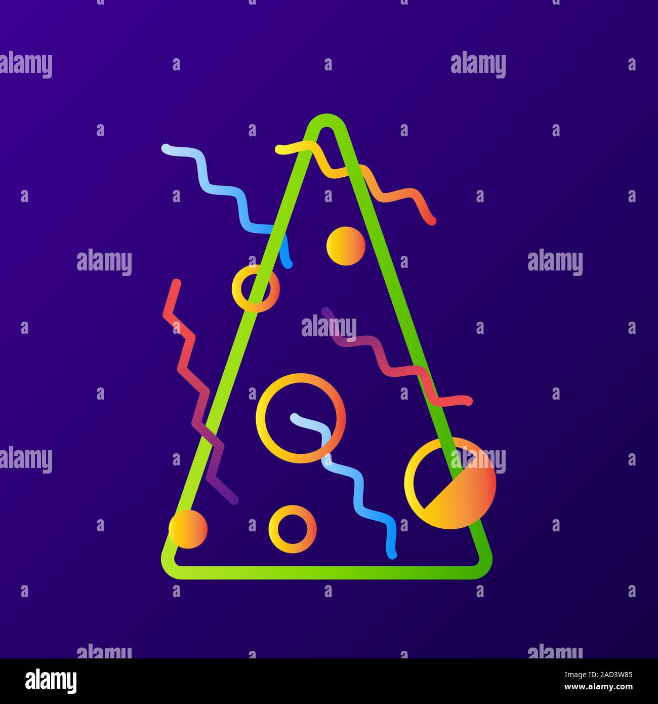 Simple bright gradients abstract geometric Christmas tree Stock Vector