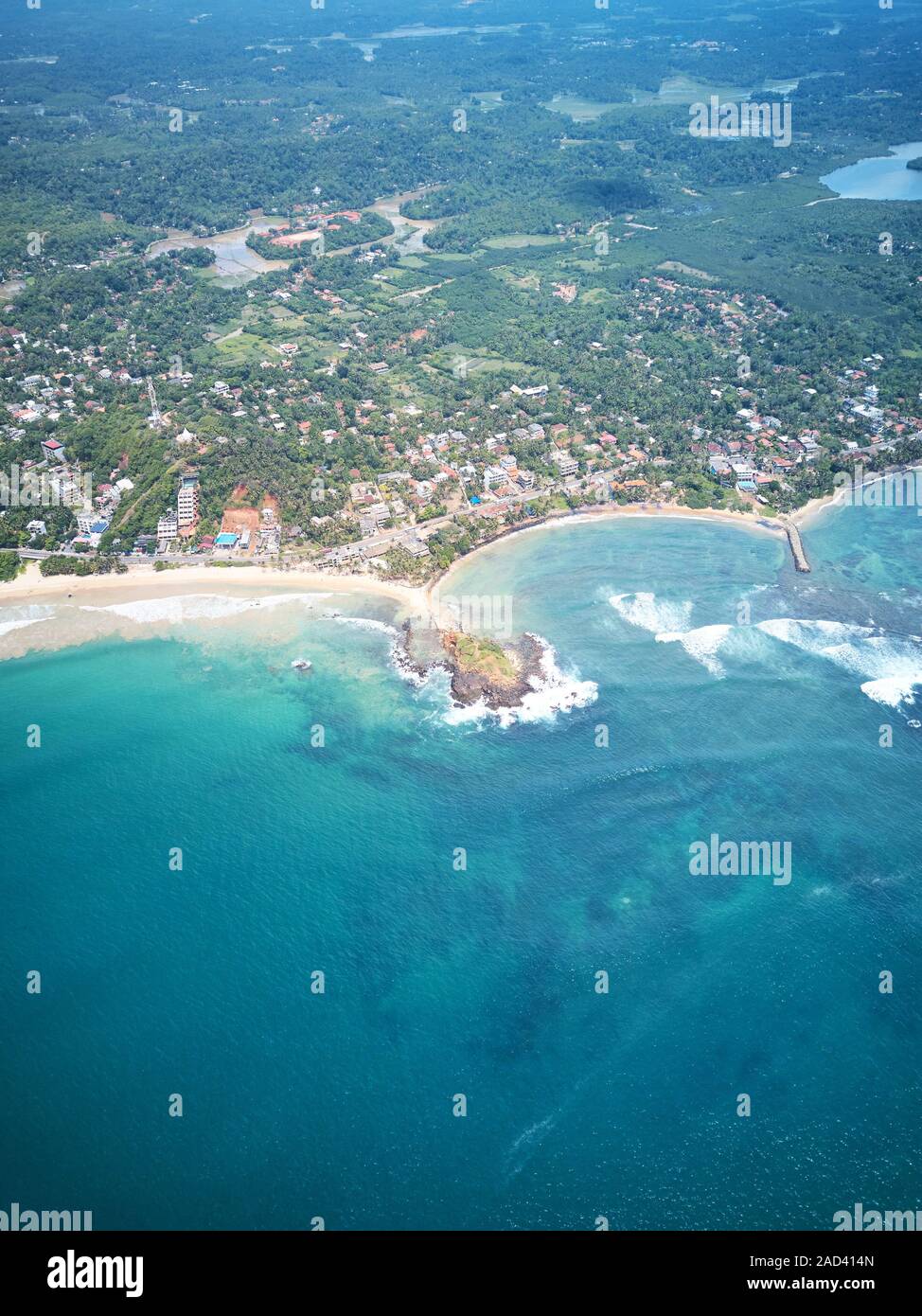 Aerial View of Mirissa beach and the city in Sri Lanka Stock Photo