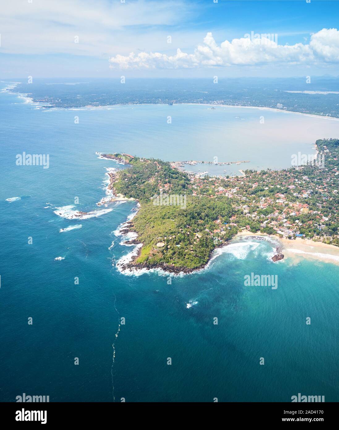 Aerial View of Mirissa beach and the city in Sri Lanka Stock Photo