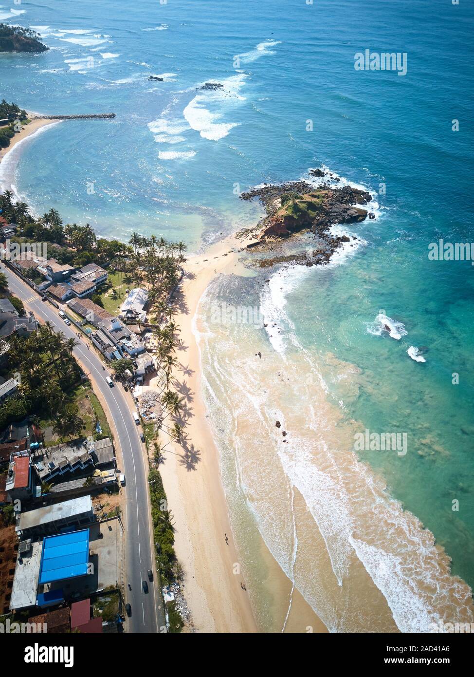 Aerial View of Mirissa beach and the city in Sri Lanka Stock Photo