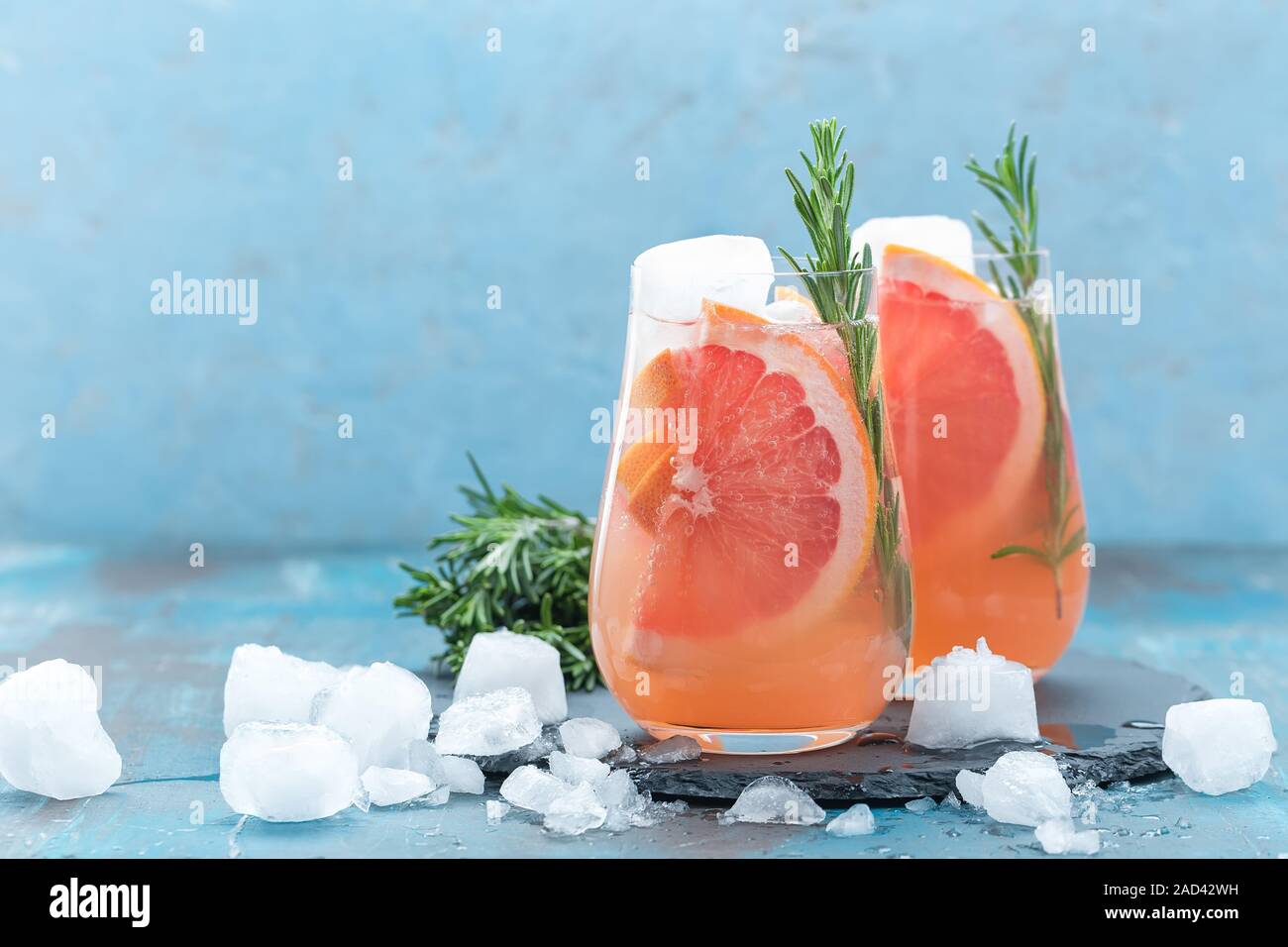 Grapefruit and thyme gin cocktail, refreshing drink with ice Stock