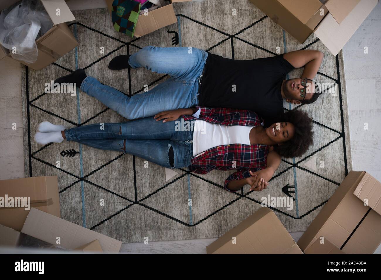 Top view of attractive young African American couple Stock Photo - Alamy