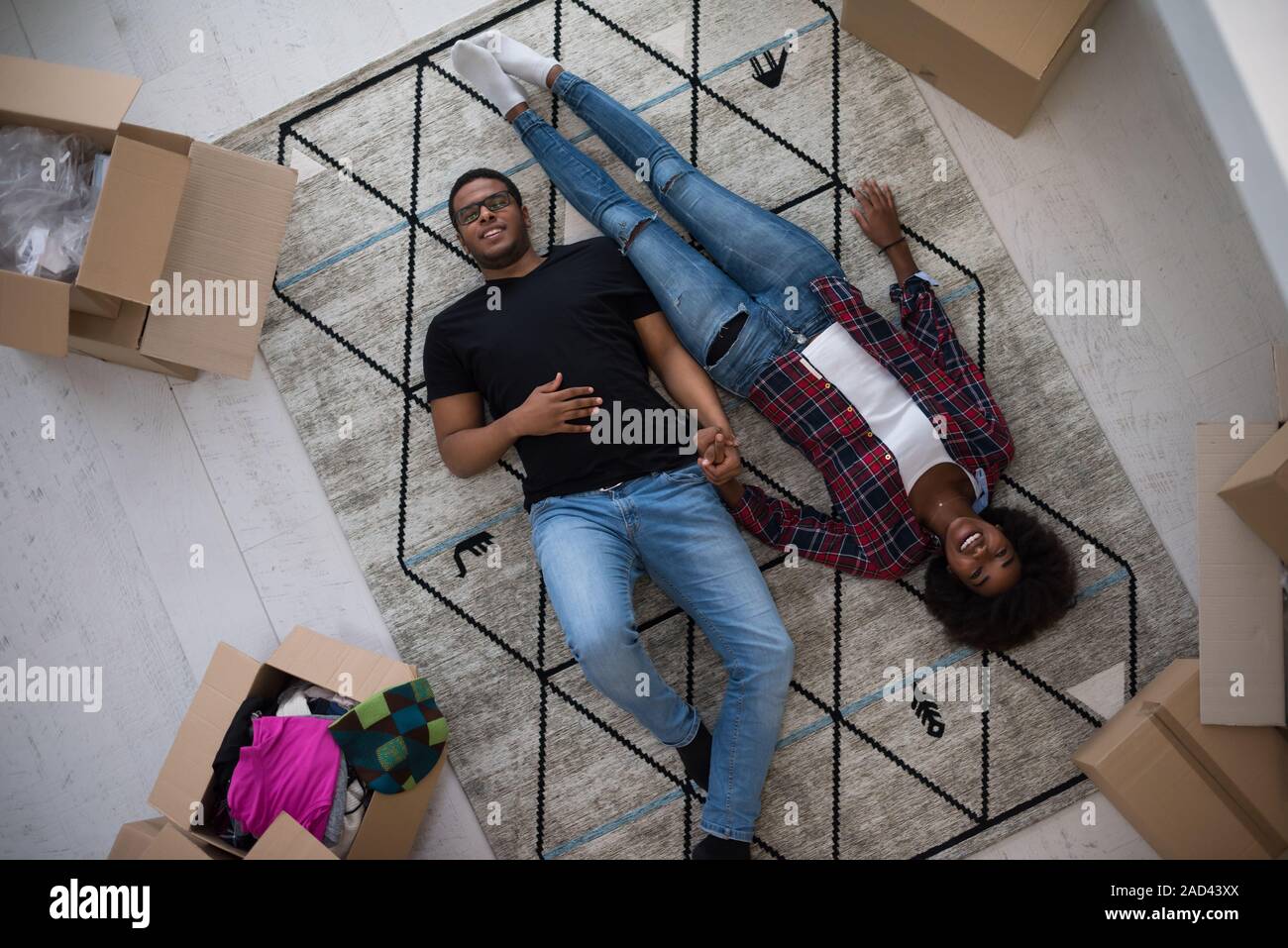 Top view of attractive young African American couple Stock Photo - Alamy
