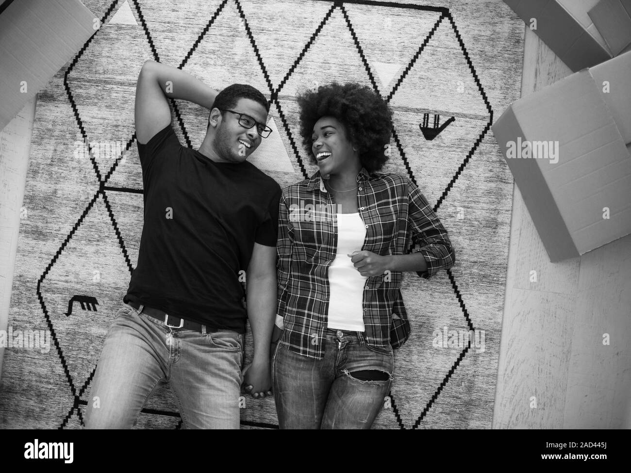 Top view of attractive young African American couple Stock Photo - Alamy