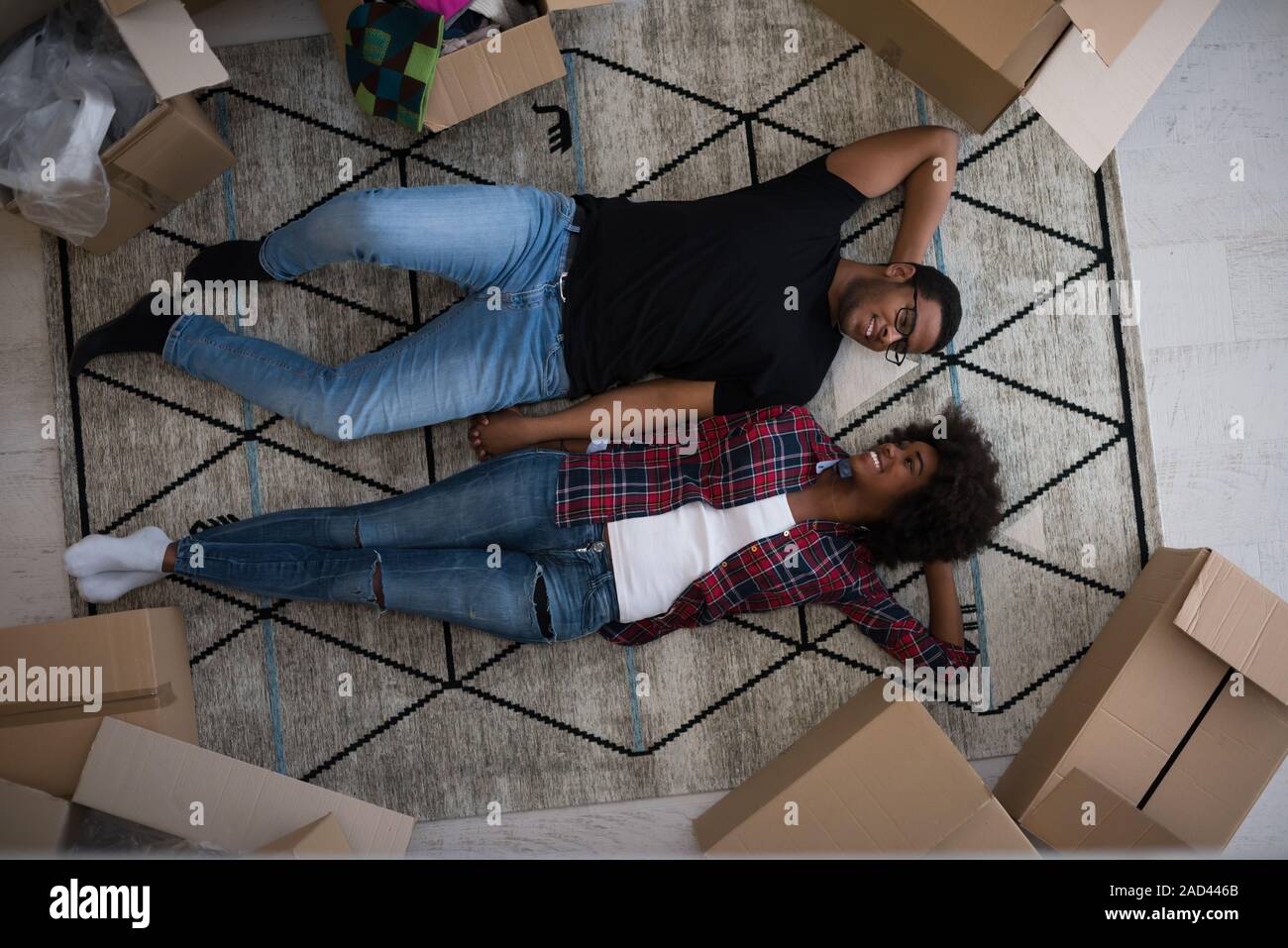 Top view of attractive young African American couple Stock Photo - Alamy
