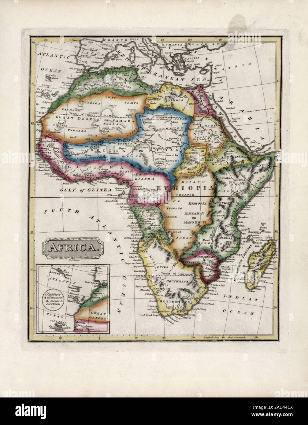 Map of Africa. 19thcentury map of the continent of Africa, published