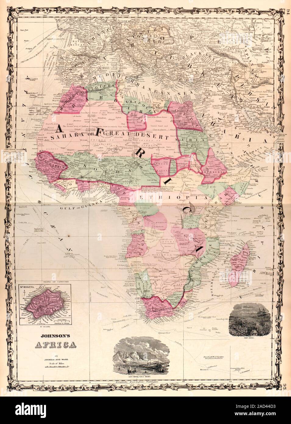 Map of Africa. 19thcentury map of the continent of Africa, published
