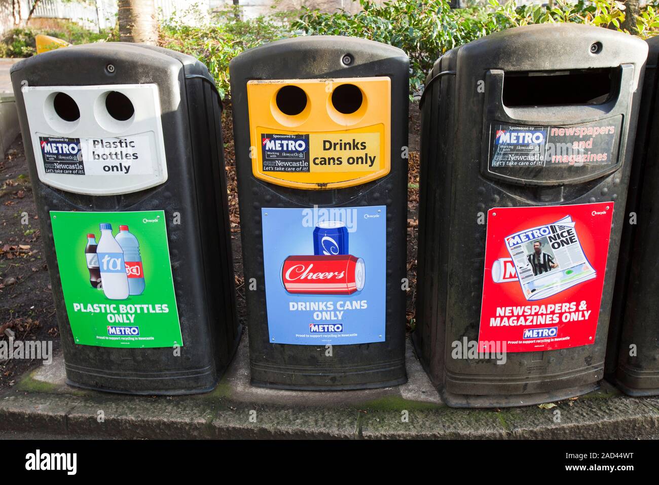 Recycling bins in Newcastle, North East, UK Stock Photo Alamy