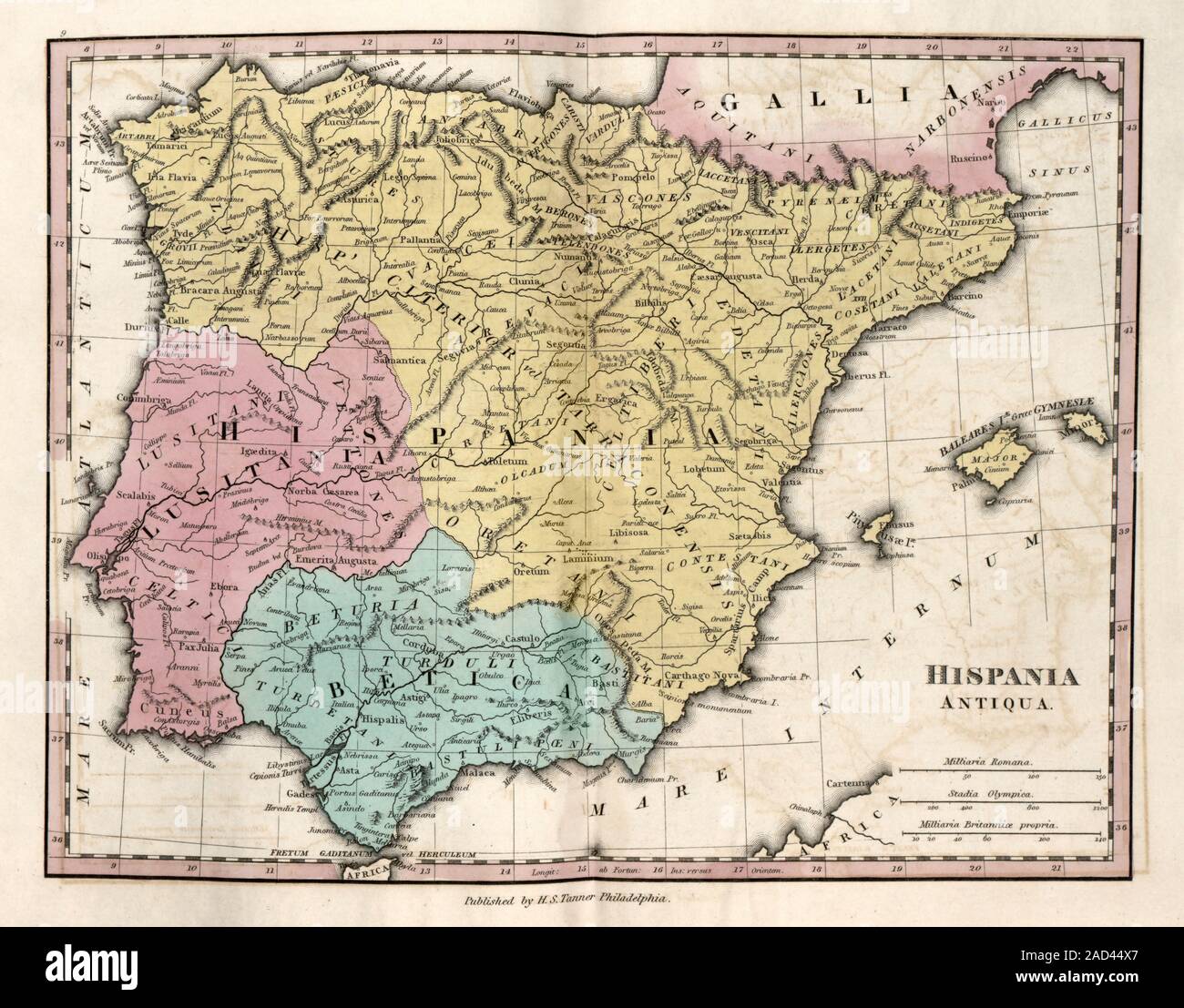 Map of Ancient Hispania, 19th century. This map of the Iberian