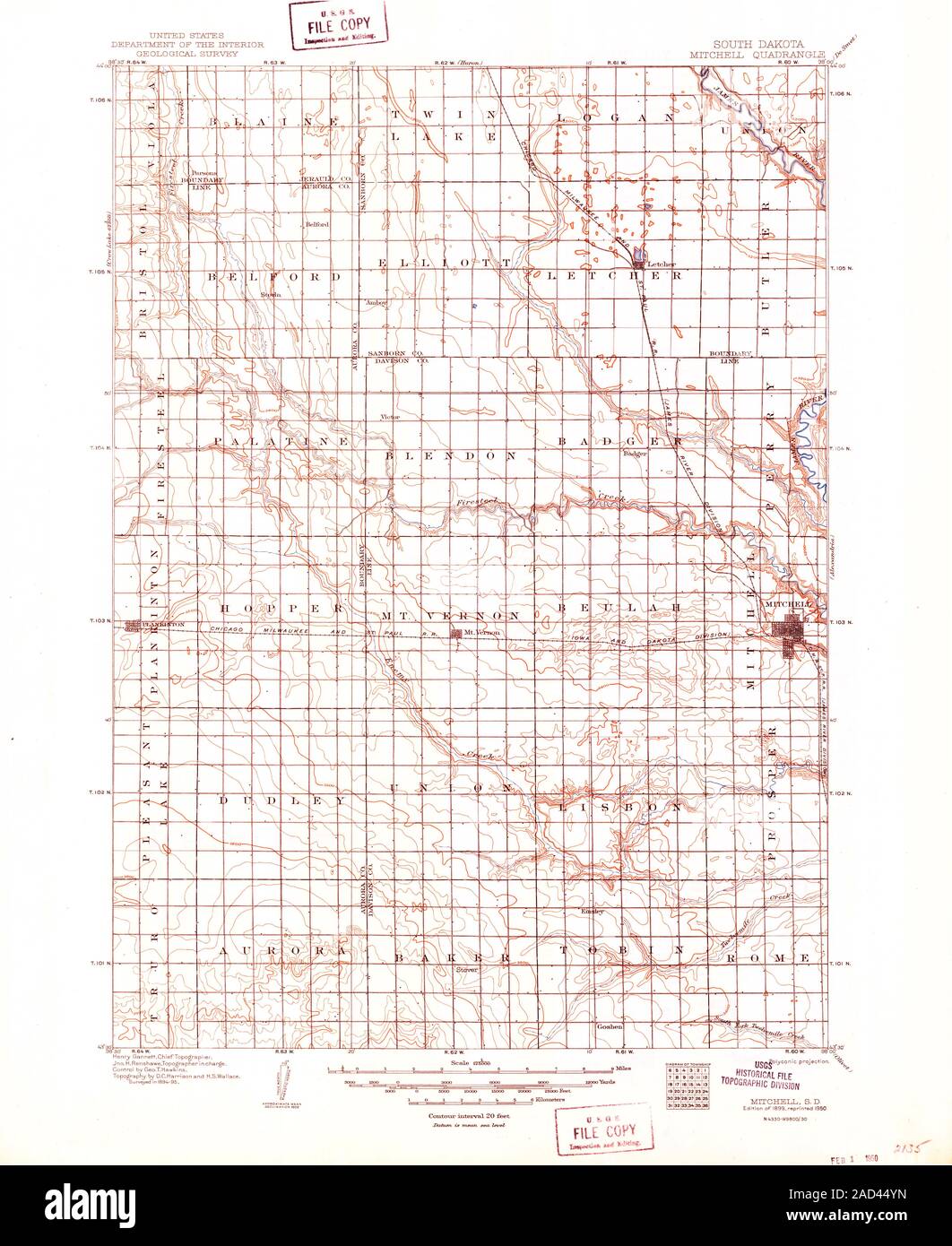 Map Of Mitchell South Dakota Hi Res Stock Photography And Images Alamy   Usgs Topo Map South Dakota Sd Mitchell 344800 1899 125000 Restoration 2AD44YN 