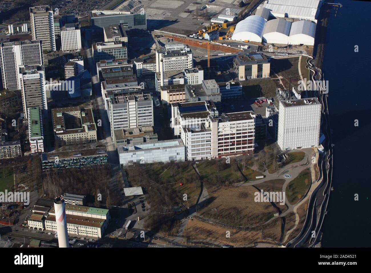 Basel, Novartis Campus on the newly designed banks of the Rhine Stock Photo