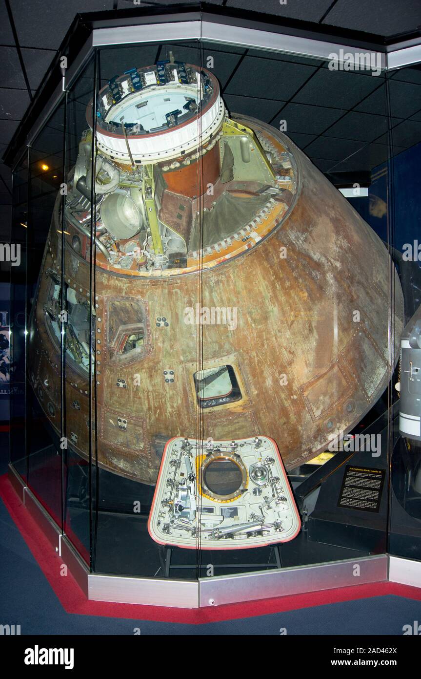 The actual Apollo 13 space capsule, Odyssey, on display at the Kansas