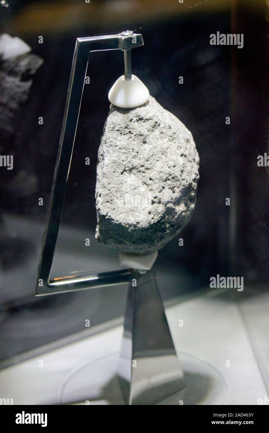 A lunar basalt rock sample returned by the Apollo 11 mission in 1969 on