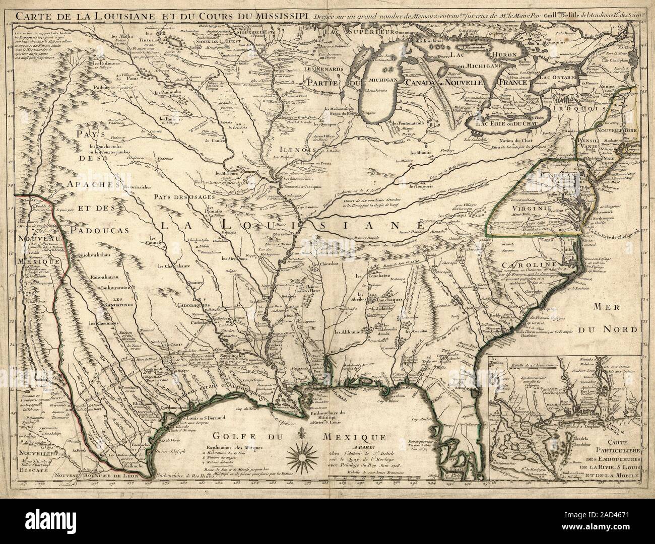 18th-century map of French Louisiana