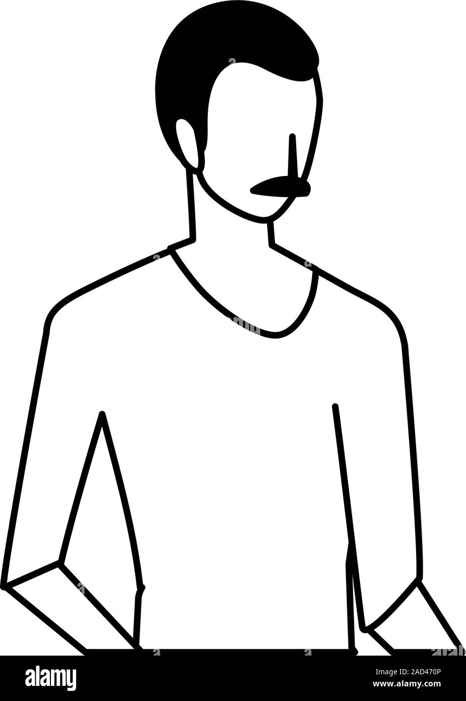 silhouette of young man on white background vector illustration design ...