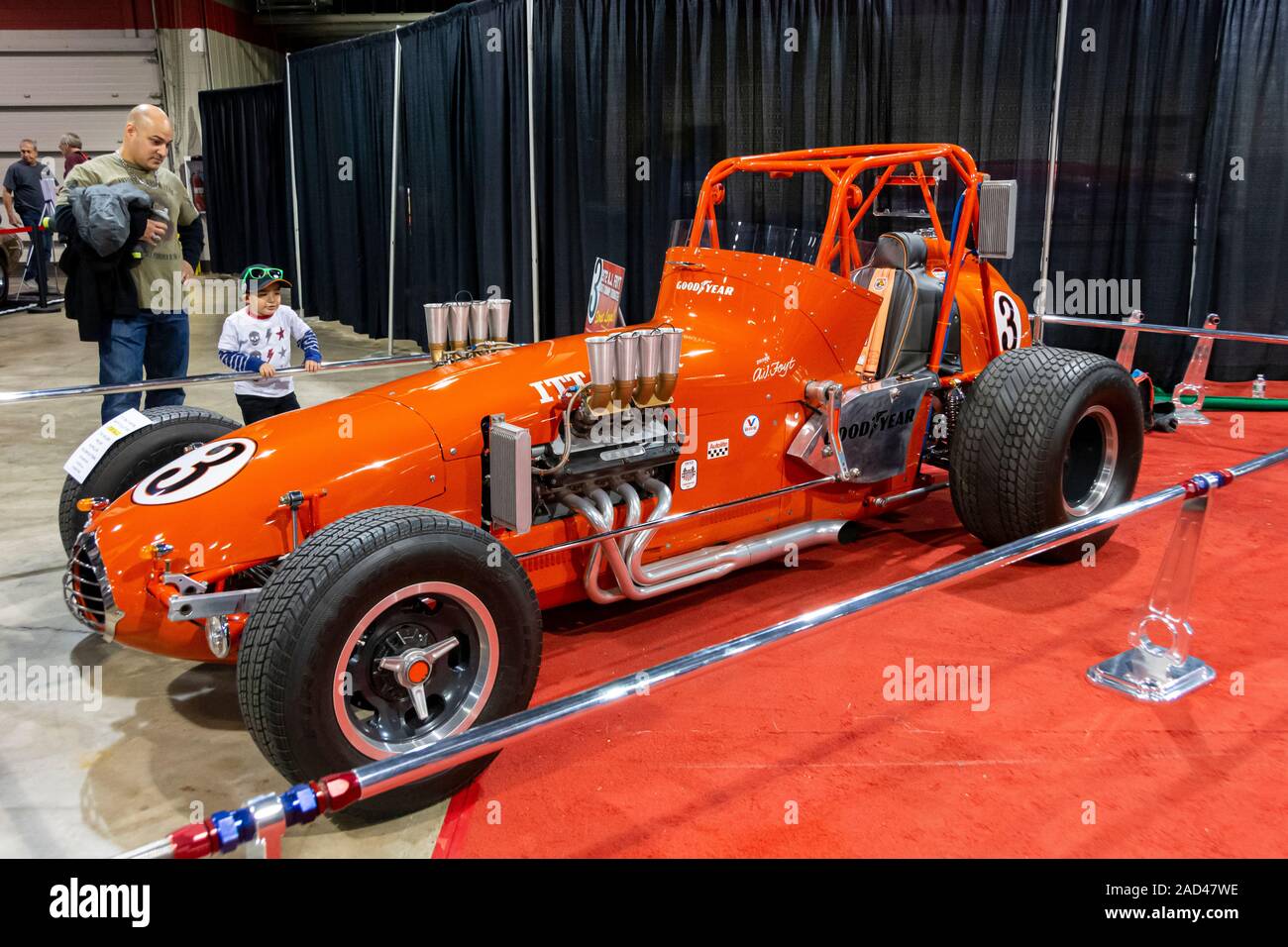 Rosemont, Illinois, United States - November 23, 2019 - 1972 A.J. Foyt Dirt Champ Tribute car at the 2019 Muscle Car and Corvette Nationals in Rosemon Stock Photo