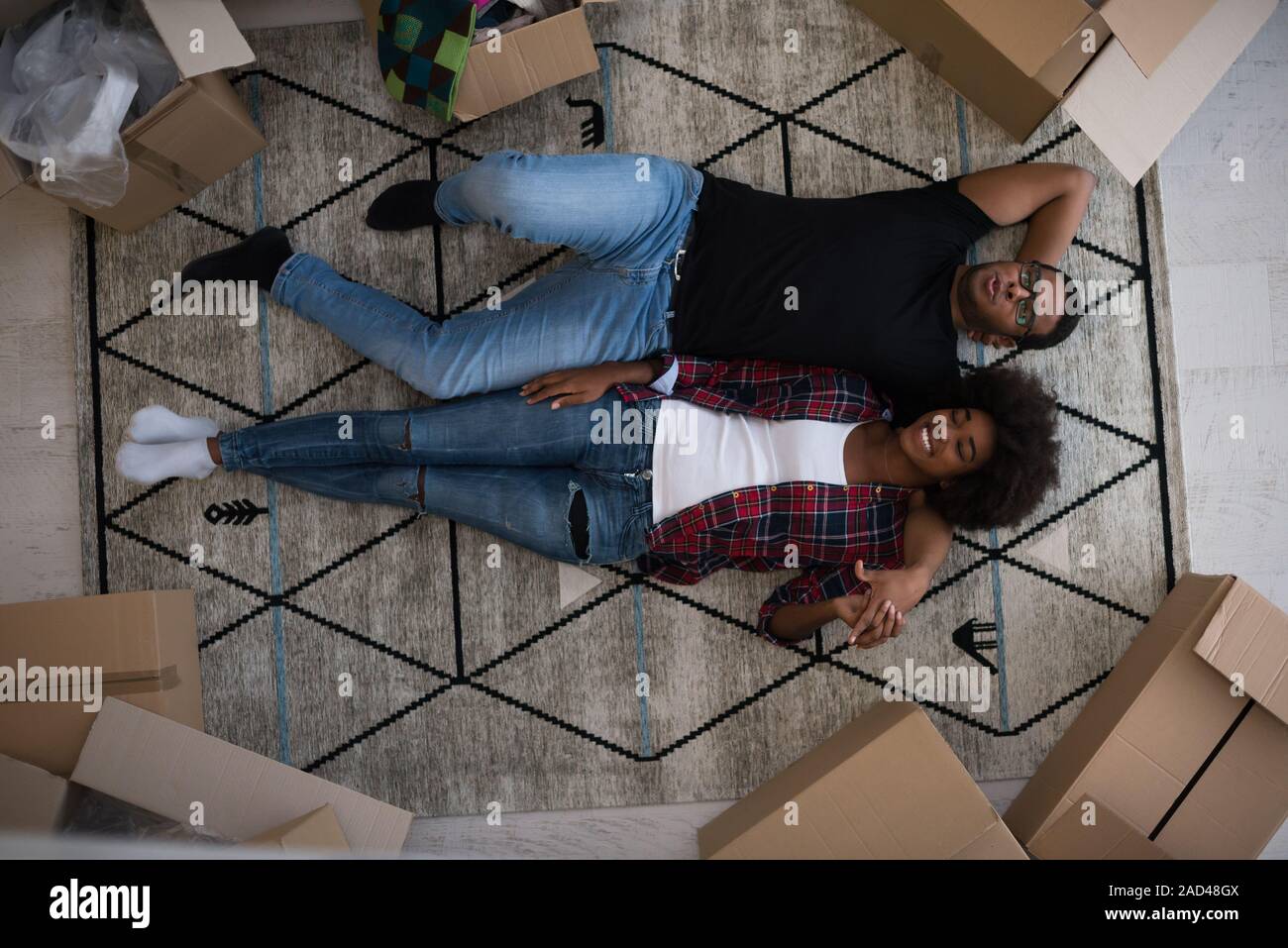 Top view of attractive young African American couple Stock Photo - Alamy