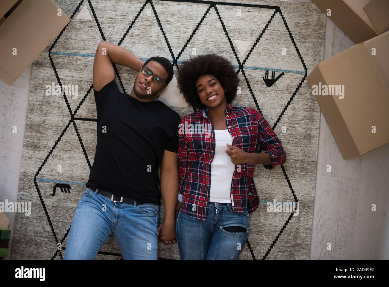 Top view of attractive young African American couple Stock Photo - Alamy