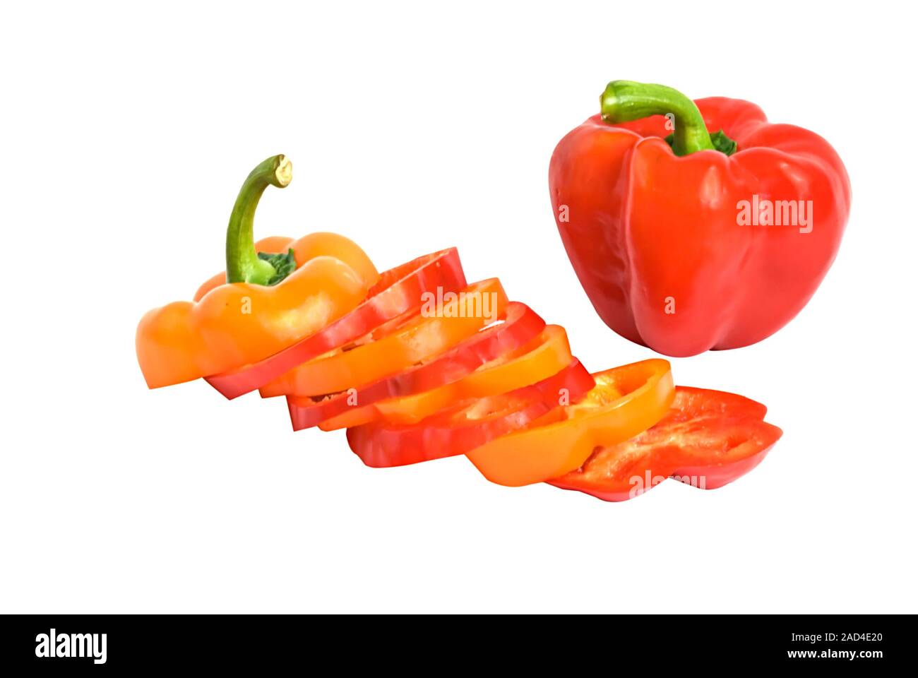 Red bell pepper isolated on white background Stock Photo - Alamy