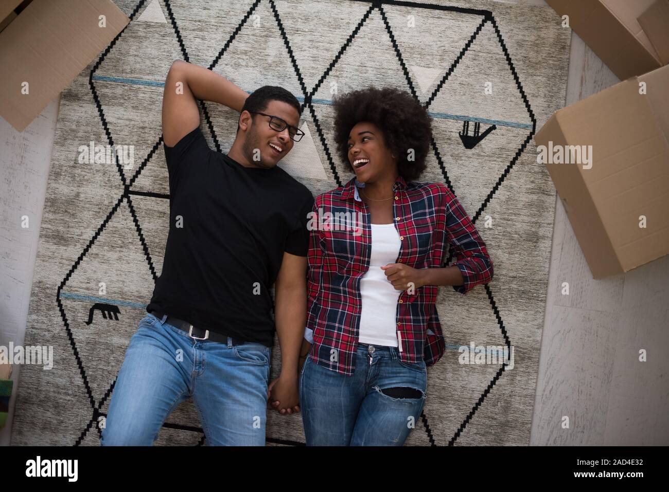 Top view of attractive young African American couple Stock Photo - Alamy
