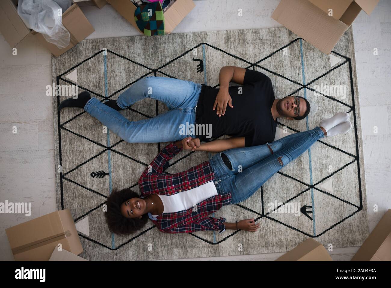 Top view of attractive young African American couple Stock Photo - Alamy