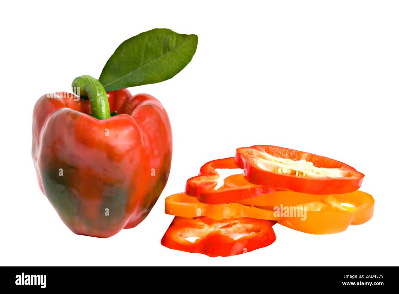 Red bell pepper isolated on white background Stock Photo - Alamy