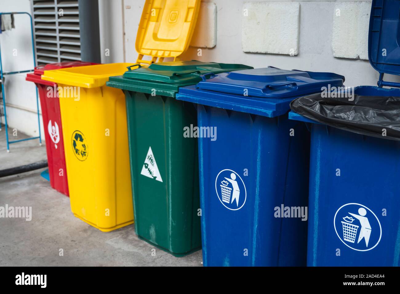 Garbage Trash Bins for collecting a recycle materials. Garbage trash