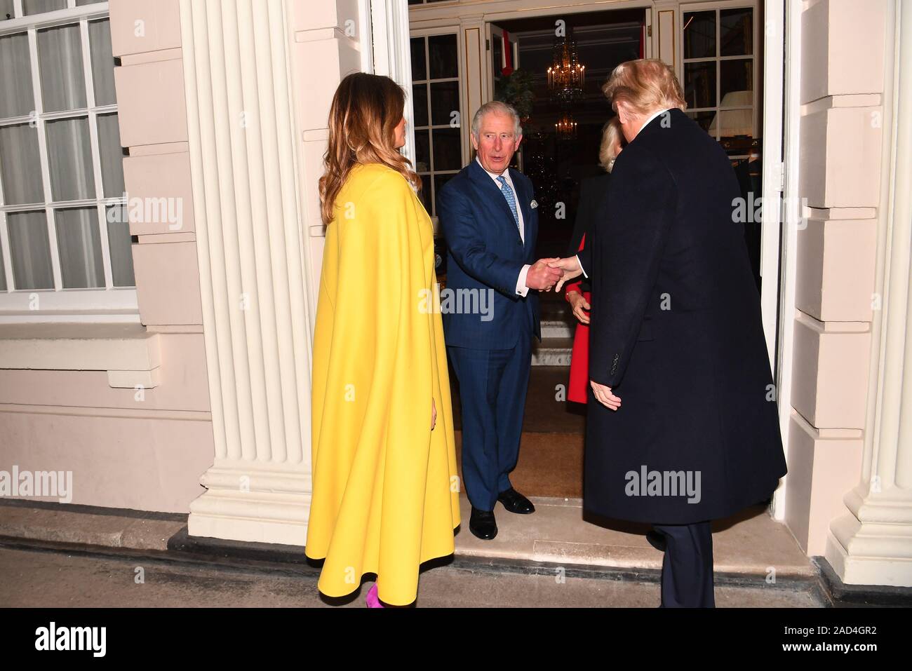 The Prince of Wales and the Duchess of Cornwall meets US President Donald Trump and wife Melania at Clarence House, central London, as Nato leaders gather to mark 70 years of the alliance. PA Photo. Picture date: Tuesday December 3, 2019. Photo credit should read: Victoria Jones/PA Wire Stock Photo