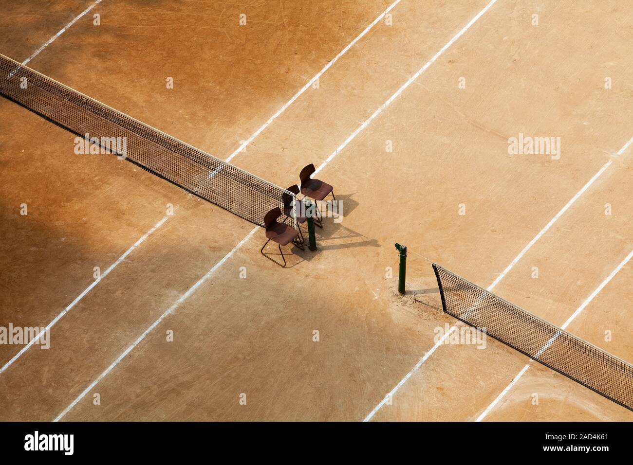 Aerial view of Three clay tennis courts Stock Photo Alamy