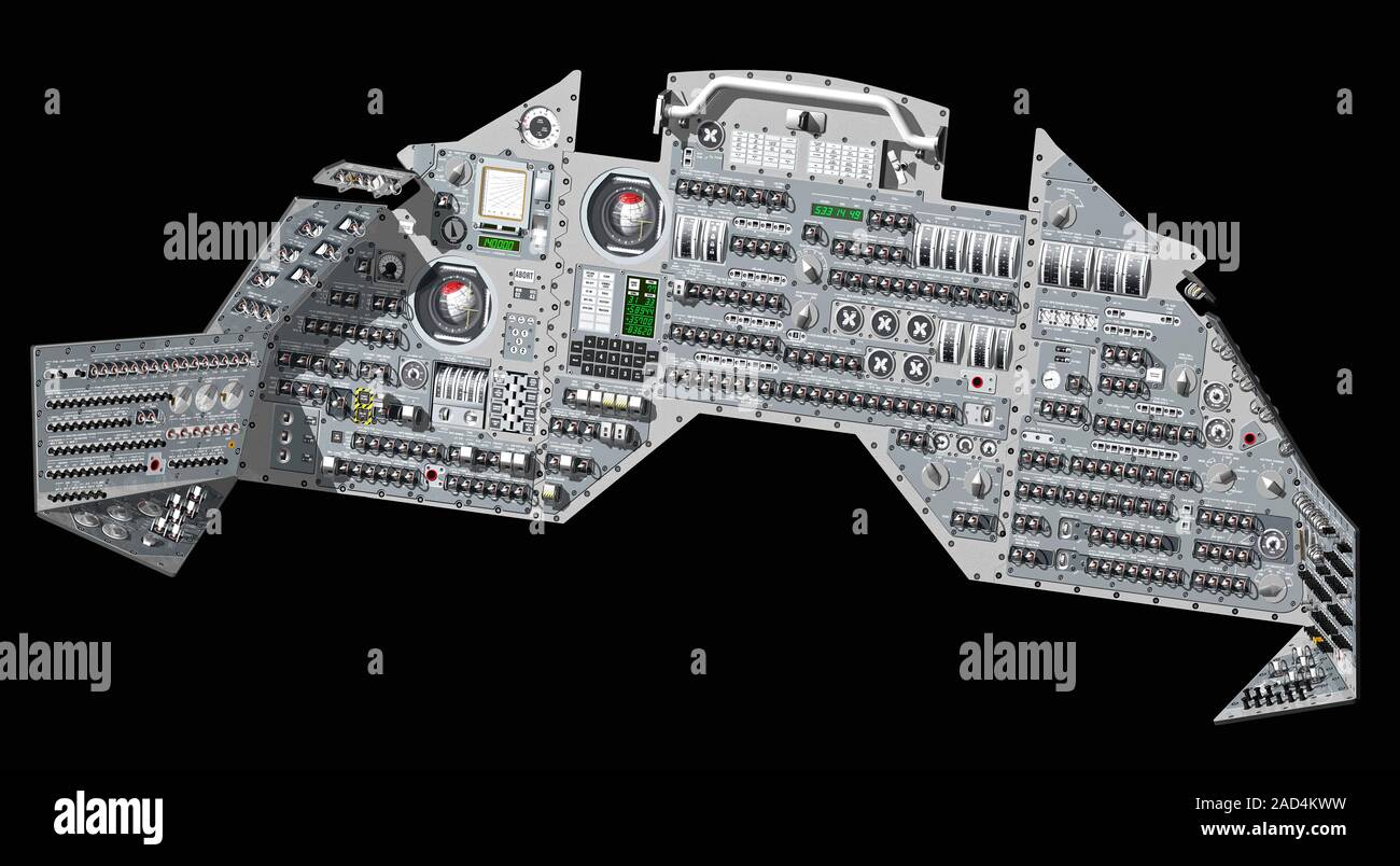 Apollo Command Module main control panel, illustration. The Command ...