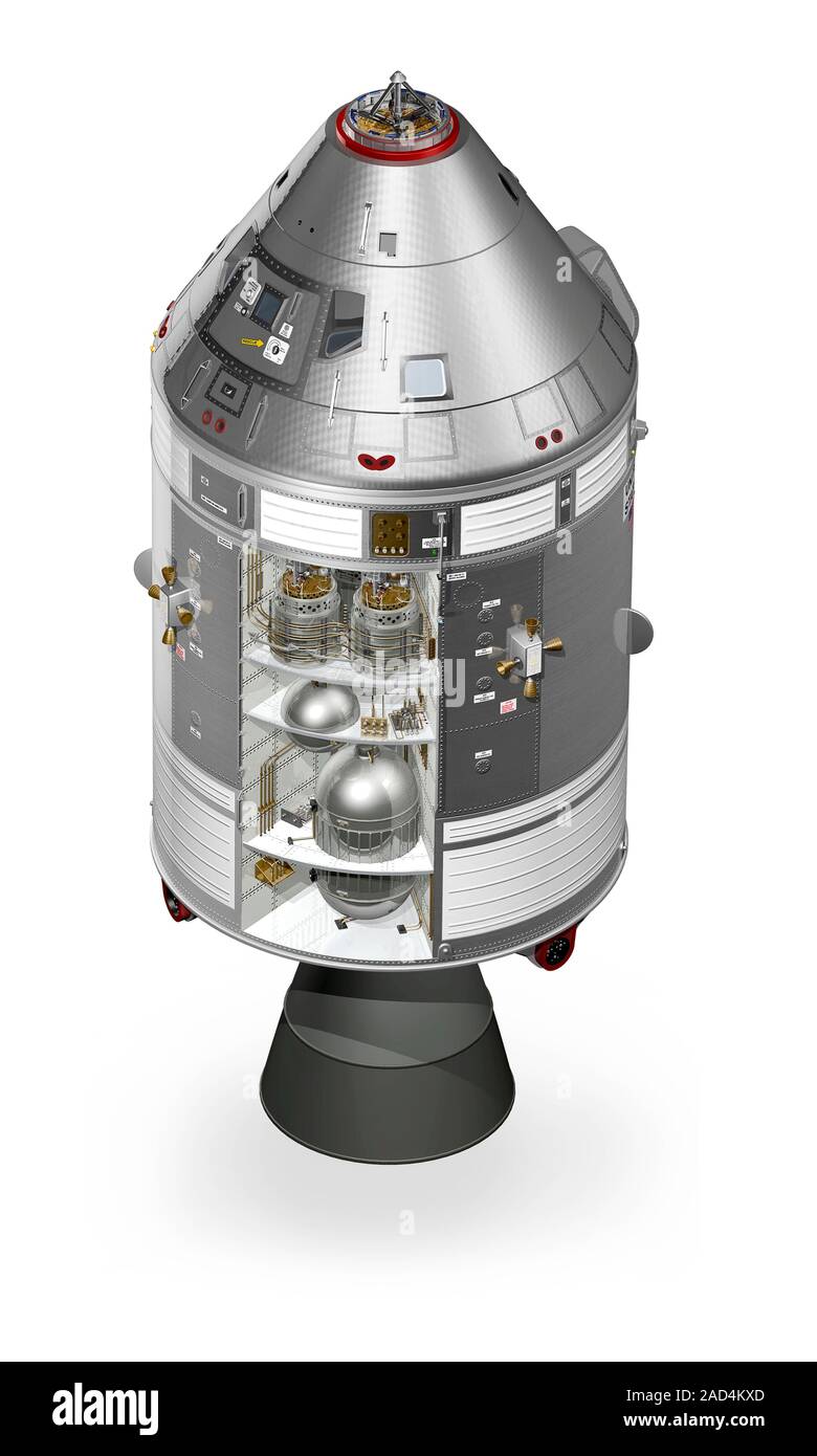 Apollo spacecraft. Cutaway illustration of the Command/Service Module ...