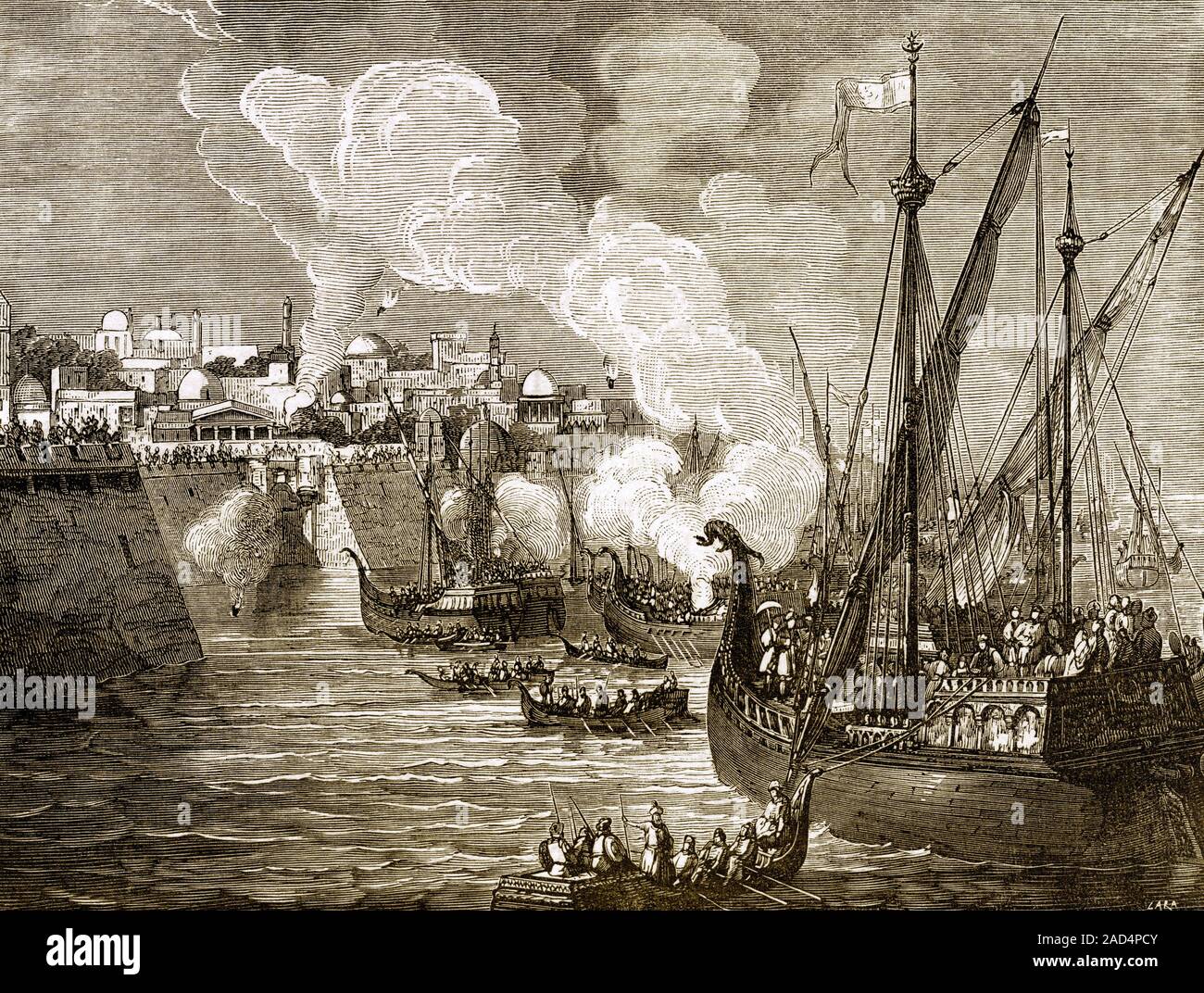 In 1453, an invading Ottoman army led by Sultan Mehmed II besieged and conquered Constantinople