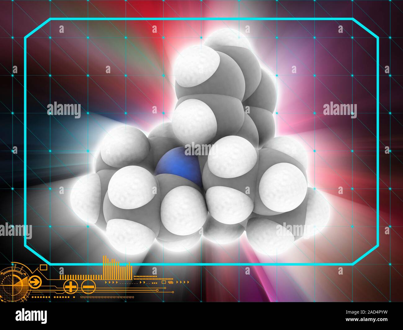 Phencyclidine (PCP). Molecular model of the drug phencyclidine/PCP (C17