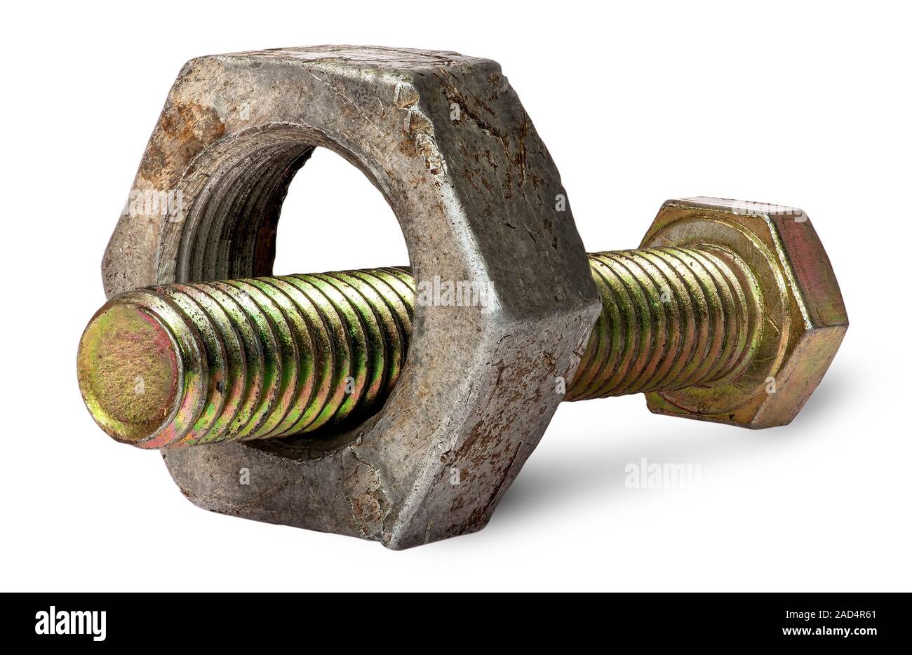 Bolt and big old nut Stock Photo - Alamy