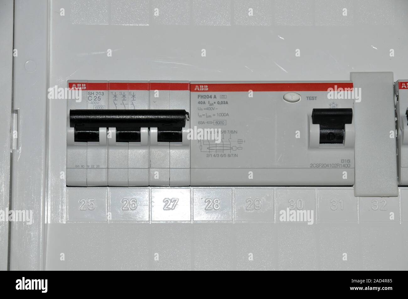 Domestic fuse box close up Stock Photo