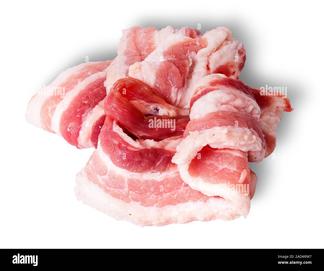 Chaotic stacked strips of bacon Stock Photo