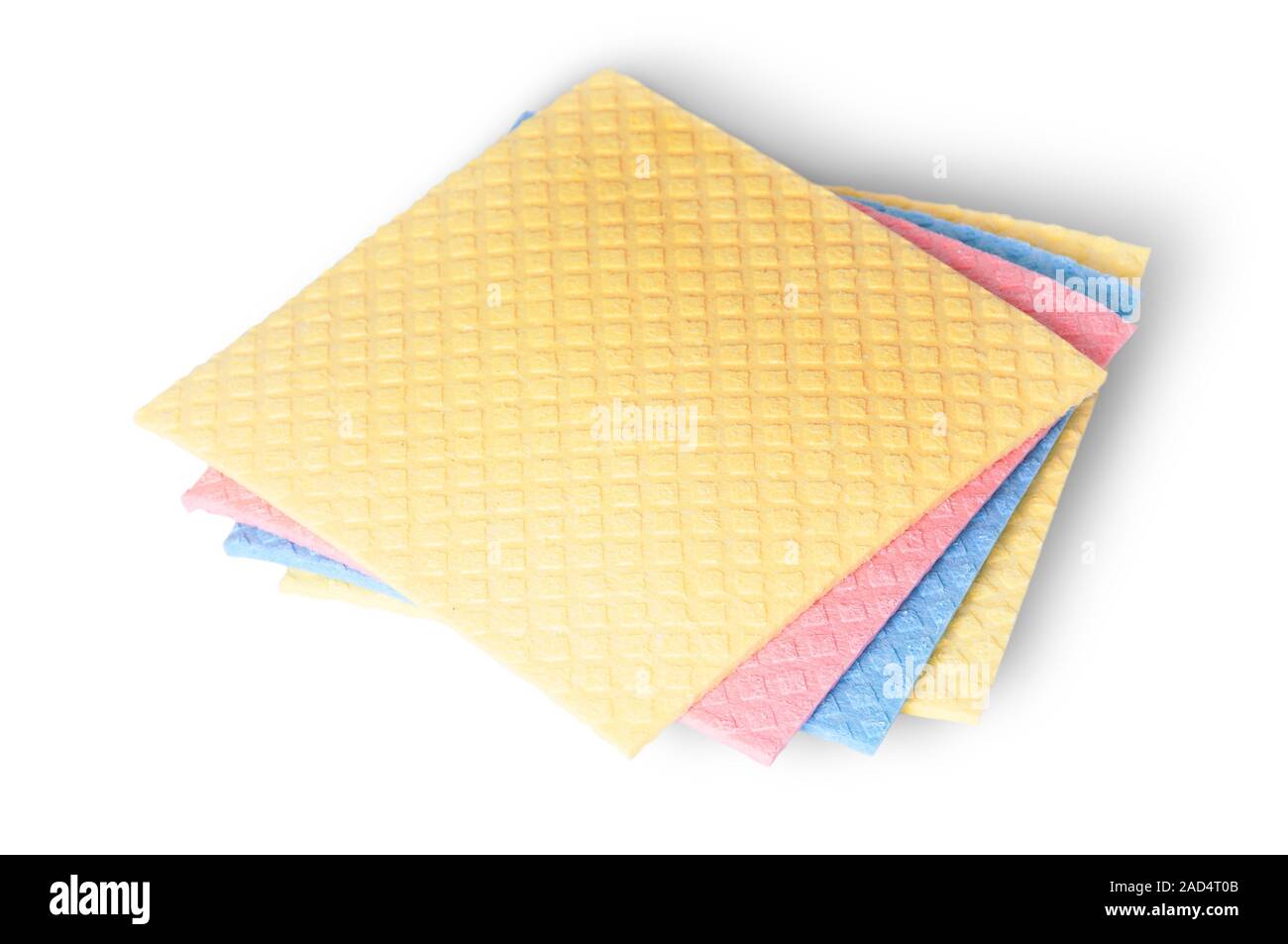 On top multicolored sponges for dishwashing Stock Photo