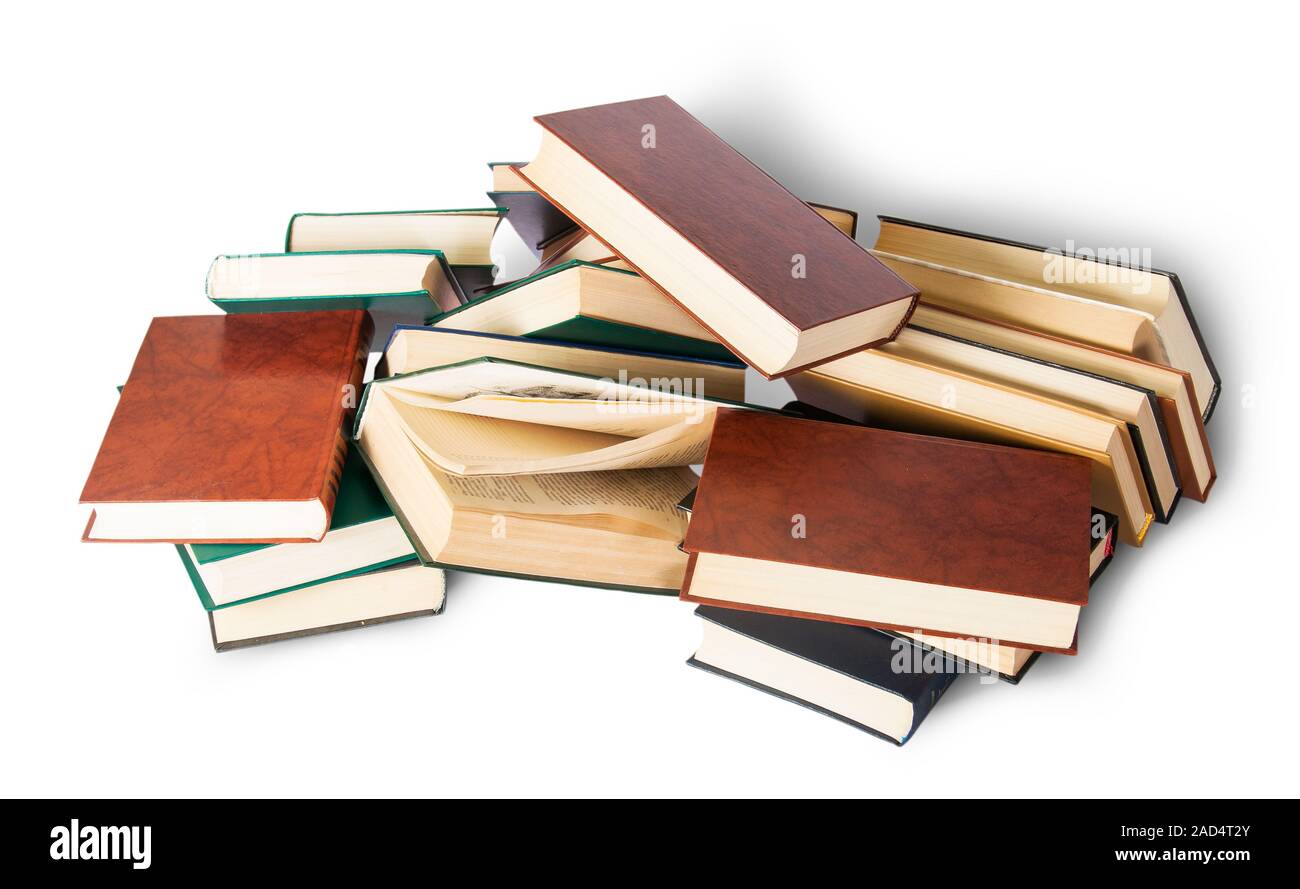 Chaotically scattered old books Stock Photo