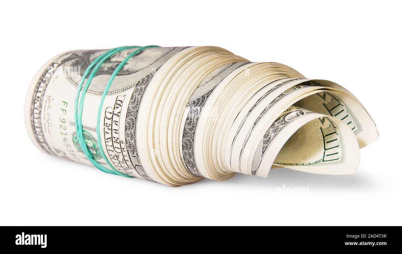 Roll of money on the side Stock Photo